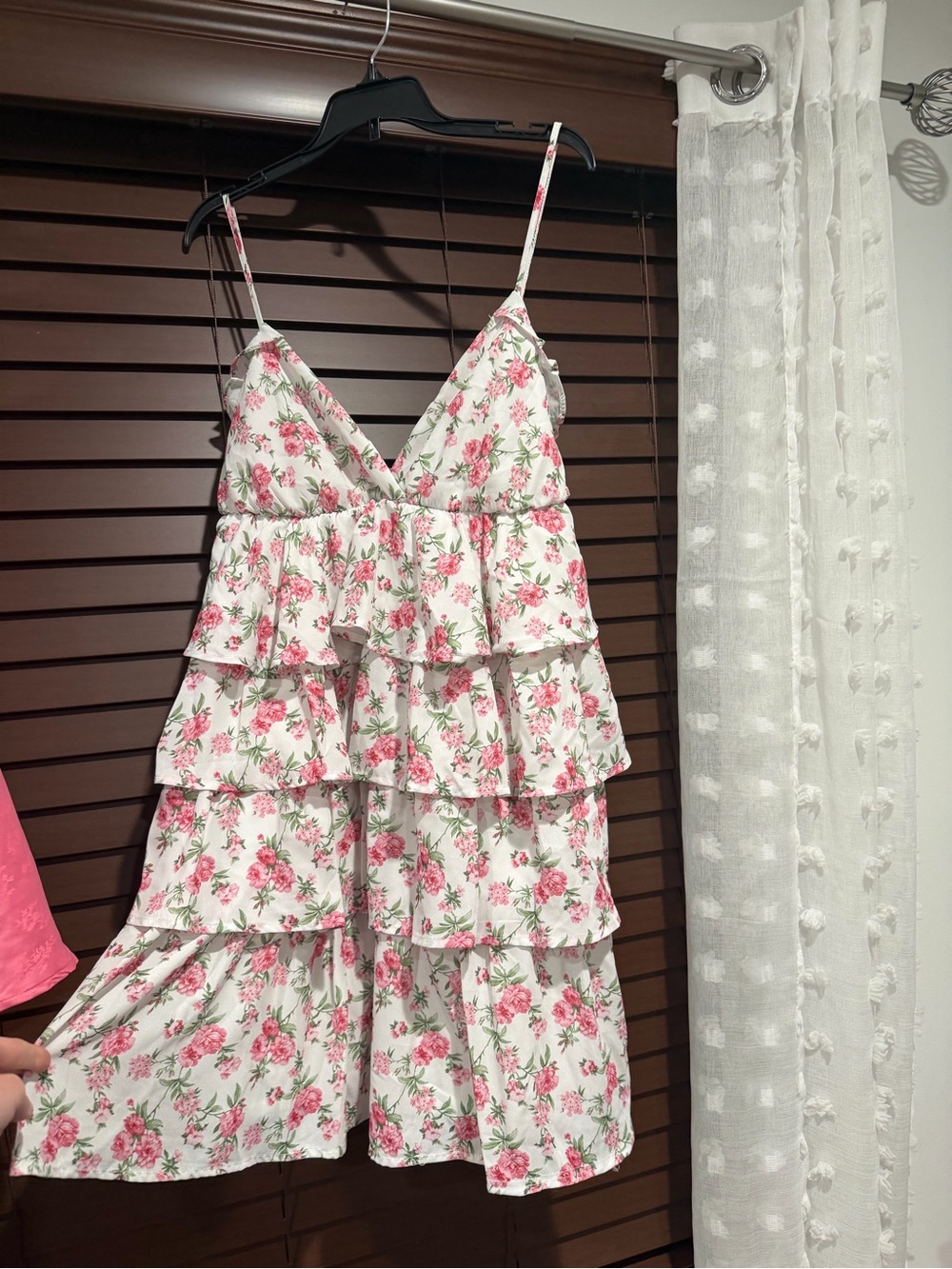 Altar'd State White Mini Dress with Pink Rose Print